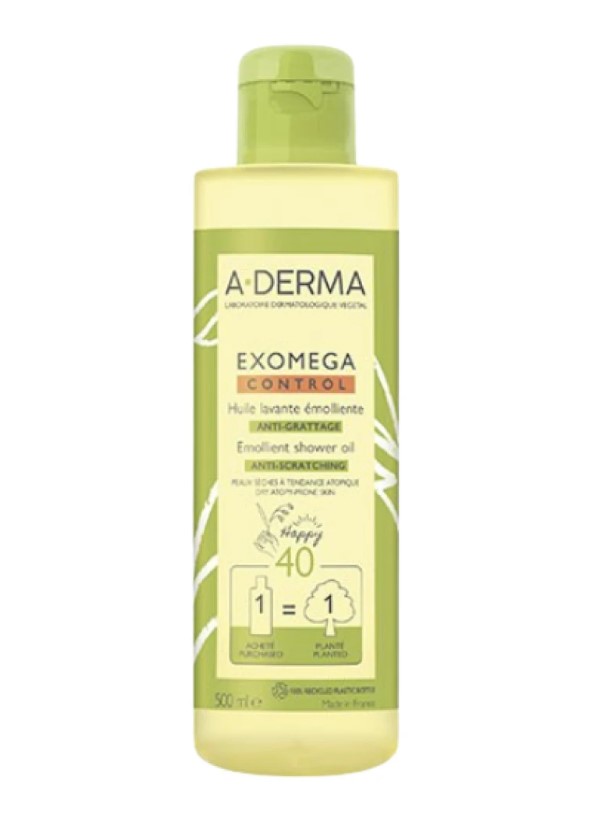 A-Derma Exomega Control Emollient Shower Oil Μαλακτικό Λάδι Καθαρισμού Προσώπου & Σώματος για Ατοπικό - Ξηρό Δέρμα 500ml