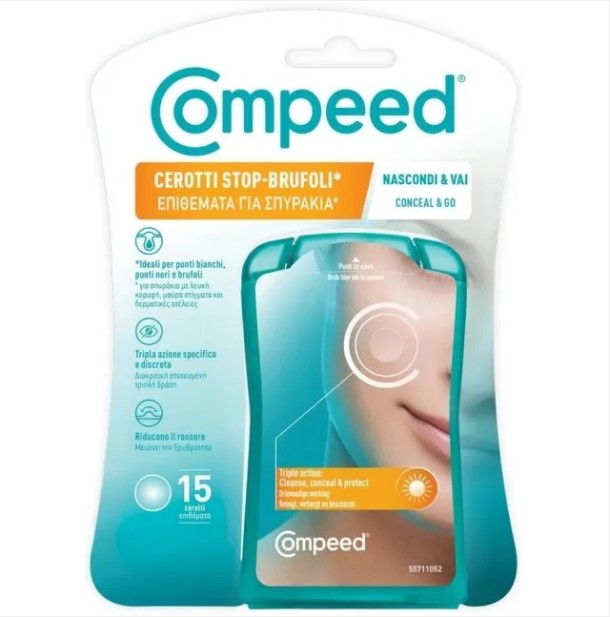 Compeed Cerotti Stop-Brufoli Επιθέματα για Σπυράκια για Καθαρισμό Κάλυψη Προστασία 15 Τεμάχια