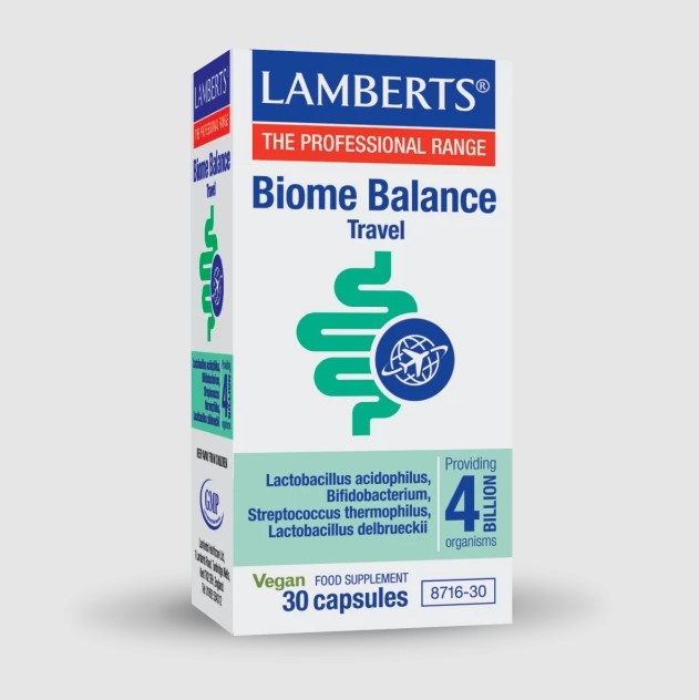 Lamberts Biome Balance Travel Συμπλήρωμα Διατροφής με Προβιοτικά 30 Κάψουλες